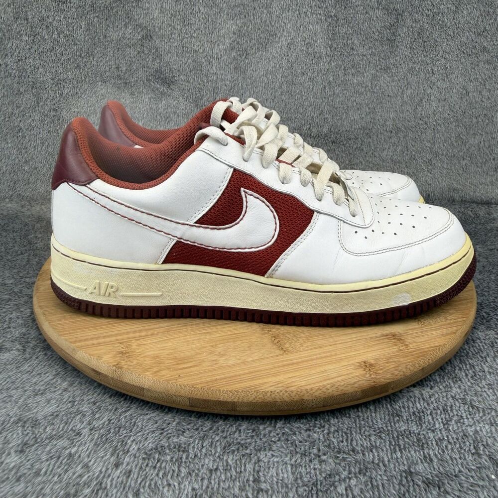 Nike Air Force 1 Low Shoes Mens Size 10.5 White Red Leather Sneakers 315122-811